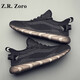 Z.R.Zoro品牌男鞋2026夏季新款網(wǎng)面飛織鞋男休閑鞋子男軟底跑步運動(dòng)鞋男潮 黑色（四季平底款） 42 皮鞋碼數現貨