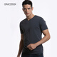 GRACEBOX男士T恤打底萊卡V領(lǐng)無(wú)標短袖純色運動(dòng)上衣內搭 深空灰 M