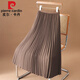 皮爾卡丹高檔品牌女裝毛呢百褶裙半身裙女秋冬2022新款高腰中長(cháng)款有口袋的a字長(cháng)裙子顯瘦 咖啡色 XL