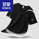 羅蒙（ROMON）莫代爾短袖t恤男裝V領(lǐng)上衣服速干冰絲涼感體恤衫夏天半袖簡(jiǎn)約百搭 8803黑色 M