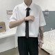 唐號(hào)（tanghao）白色長(zhǎng)袖襯衫男學(xué)院風(fēng)寬松dk領(lǐng)帶襯衣潮流韓版班服畢業(yè)衣服襯衫男 白色短襯衫+領(lǐng)帶 XL