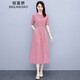 佰藍(lán)嬌2025夏季女裝新款時(shí)尚氣質(zhì)休閑棉麻連衣裙中長款亞麻襯衫裙子夏天 粉色 M
