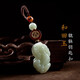 一只小鹿天然和田玉高檔汽車(chē)鑰匙扣掛件貔貅復古鏈圈環(huán)繩吊墜送男女禮物品 棕繩 和田玉如意貔貅大號款