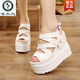 啄木鳥(niǎo)2025秋季婚紗宴會(huì )涼鞋松糕增高女鞋超高跟12厘米婚禮神器厚底增高 白色 主圖款 36 偏小半碼