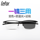 Lefor樂(lè)放 超輕純鈦男女近視眼鏡框 商務(wù)半框眼鏡架+1.56非球面防藍(lán)光輻射變色眼鏡片平光有度數(shù) 槍灰色 防藍(lán)光+變灰色（近視0-800度）