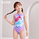 洲克（ZOKE）兒童泳衣連體專(zhuān)業(yè)訓練美人魚(yú)女中大童溫泉速干121525819 紫蘭 150