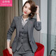 金蒂情春秋款商務(wù)正裝小西裝時(shí)尚職業(yè)裝女裝套裝ol氣質(zhì)修身白領(lǐng)工作服 灰色西裝+馬甲+灰條襯衫+西褲 XXL(建議120-130斤)