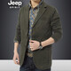 JEEP SPIRIT 吉普春秋冬新款休閑西服男裝純棉商務(wù)外套男士韓版中年大碼小西裝男 軍綠色 2XL