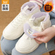 361°女鞋高幫板鞋女大棉鞋冬季皮面加絨加厚高幫保暖防滑休閑運動(dòng)鞋子 羽毛白/淺漿紫（建議大一碼） 37