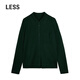 LESS綿羊毛針織衫女簡(jiǎn)約休閑polo領(lǐng)襯衫式針織上衣2N0313000 303/深灰綠 M