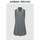 UR2024秋季新款女裝休閑學(xué)院風(fēng)撞色無(wú)袖翻領(lǐng)連衣裙UYY740014