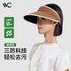 VVC遮陽帽女長帽檐防紫外線防曬帽純色太陽帽戶外沙灘空頂帽子 咖啡色