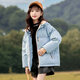 迪莎童話(huà)童裝兒童羽絨服女童連帽羽絨服洋氣女孩冬季加厚外套 淺藍色 160