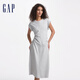 GAP女裝純棉抽褶收腰無(wú)袖連衣裙簡(jiǎn)約氣質(zhì)長(cháng)裙680442 灰色 XL (175/92A) 亞洲尺碼