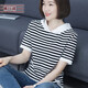 橫行道橫行道韓版短袖休閑寬松連帽黑白條紋t恤女士2026夏裝新款上衣 黑白 2XL
