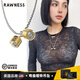 RAWNESS重力彎曲小啞鈴吊墜 鈦鋼撞色L.A.健身潮牌情侶款毛衣項鏈 重力彎曲小啞鈴吊墜