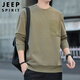 JEEP SPIRIT吉普衛(wèi)衣男春秋季韓版男士衛(wèi)衣寬松圓領(lǐng)長(zhǎng)袖T恤男裝 軍綠 XL 