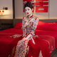 枝己秀禾服新中式2025新款新娘結(jié)婚禮服敬酒服龍鳳褂古裝嫁衣出閣服 HF013絲絨 M