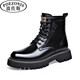 波佐斯（POEZONIS）馬丁靴東北羊毛絨棉靴高幫冬季男鞋加絨真皮雪地靴亮面加厚工裝靴 黑色（四季單鞋） 41