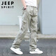 JEEP SPIRIT吉普工裝褲男春夏季休閑褲子男士新復(fù)古回潮直筒褲 淺灰 XL
