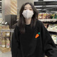 嘉曄ins衛衣女春秋季新款韓版寬松慵懶風(fēng)學(xué)生百搭圓領(lǐng)上衣潮 小胡蘿卜黑色 M