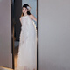 鉑朗尼奧晨袍新娘拍照禮服高級(jí)感法式新娘結(jié)婚晨袍睡裙白色輕婚紗禮服伴娘 白色 S