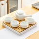 閩煜（minyu）全季酒店同款茶具日式簡(jiǎn)約啞光側把壺家用套裝功夫茶盤(pán)定制 5頭干泡茶具+小正方陶瓷竹盤(pán)