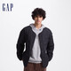 GAP男裝印花logo波浪絎線(xiàn)外套輕薄簡(jiǎn)約風(fēng)棉服619672 黑色 175/96A(L) 亞洲尺碼