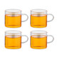 玉蘭香 加厚花茶杯玻璃茶杯 品茗杯功夫小茶杯 耐熱帶把透明玻璃杯子 4個(gè)裝