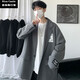 愛洛斯汀堡 秋季新款男士休閑西服外套寬松韓版潮流小西裝痞帥情侶男裝感上衣 灰色 XL