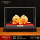 MOREISAN老人禮物祝壽黃金壽桃擺件工藝品送爺爺奶奶長輩60 70 八十生日禮物賀禮 福壽雙全絨沙金擺件小號22*14*17cm