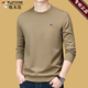 啄木鳥(niǎo)高檔品牌男裝 純棉長(cháng)袖t恤男士圓領(lǐng)衛衣秋季新款純色休閑打底衫T 駝色 170/88A 【115-135斤】