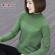 橫行道秋裝外穿寬松羊毛衫套頭毛衣打底衫女裝半高領(lǐng)針織衫長(cháng)袖上衣服 碧綠 XL