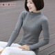 橫行道春裝新款韓版半高領(lǐng)女裝打底衫上衣長(cháng)袖t恤純色體恤春裝 花灰 2XL