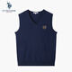 U.S. POLO ASSN.商場(chǎng)同款純羊毛背心馬甲男商務(wù)休閑寬松保暖針織上衣 藏藍色 XL 