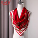 杭絲路 真絲絲巾高檔百搭絲巾女韓版裝飾文藝杭州絲綢桑蠶絲圍巾女88cm 向內行走-紅色