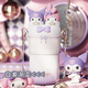 Hello Kitty 三麗鷗庫洛米兒童保溫杯高顏值吸管水杯學(xué)生上學(xué)專(zhuān)用杯子水壺 洛麗塔雙飲杯550mL-白紫 SC3050