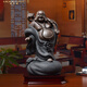 MOREISAN陶瓷彌勒佛擺件大肚笑佛客廳辦公室裝飾送朋友送長(cháng)輩喬遷新居禮物 吉祥  黑金砂(底座)