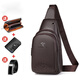 袋鼠魔方男士軟皮胸包男大容量休閑胸前包斜挎背包韓版百搭送男友生日禮物 211棕色【單包】