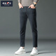 增致牛仔（zengzhi）休閑褲九分褲男裝秋冬新款中腰小直筒修身時(shí)尚百搭彈力褲 深灰色 32