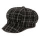 韓版八角帽子女士春秋天格子貝雷帽中老年媽媽帽冬季保暖畫(huà)家帽 線(xiàn)條格八角黑色 56-58cm