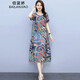 佰藍嬌2024夏季女裝新款時(shí)尚氣質(zhì)休閑中年棉麻連衣裙碎花亞麻裙子夏天 彩色 XXL（推薦141-151斤）