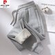 皮爾卡丹（pierre cardin）加絨衛(wèi)褲女2024秋冬新款加厚休閑運(yùn)動(dòng)褲女冬季紫色保暖高腰褲子女 加絨 灰色(款長褲) XL