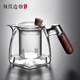 極簡(jiǎn)造物木把玻璃泡茶壺六角茶壺電陶爐煮茶器帶過(guò)濾茶水分離沖茶功夫茶具 透明款600ML