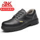 森諾克夏季勞保鞋防砸防刺穿鋼包頭牛皮透氣電絕緣工作鞋防滑焊工老保鞋 【四季款】黑色防砸防刺 42