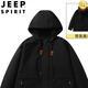 JEEP SPIRIT玫瑰的故事劉亦菲黃亦玫同款春秋戶外工裝三合一沖鋒衣夾克外套女 黑色【春秋單層外套】男女同款 XL 推薦【140斤-165斤】