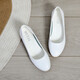 母泰護士鞋女軟底透氣防滑白色皮鞋平底坡跟美容師工作鞋女單鞋小白鞋 白色6022粗跟3cm 39