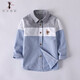 功夫螞蟻兒童長(cháng)袖襯衫新款寶寶開(kāi)衫中大童上衣長(cháng)袖純棉打底衫刺繡男童襯衣 藍色 140