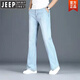 JEEP SPIRIT中高腰新款男士牛仔微喇叭褲寬松闊腳小喇叭長(cháng)褲春秋款韓版 淺藍色_[微喇叭褲] 29 _碼[腰圍2尺2]