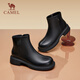 駱駝（CAMEL）女靴圓頭套腳簡約百搭切爾西靴 L24W007724 黑色 (常規(guī)款) 39
